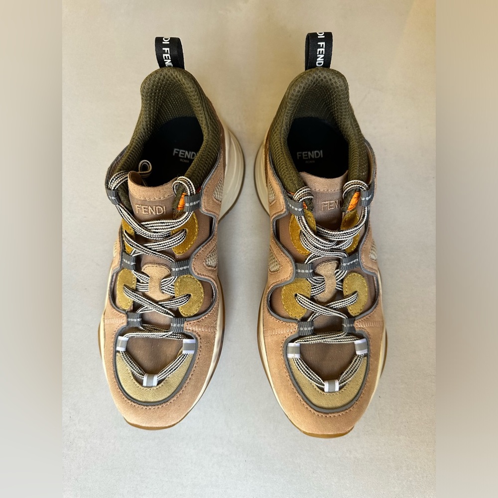 FENDI Suede colorblock Pattern Chunky Sneakers